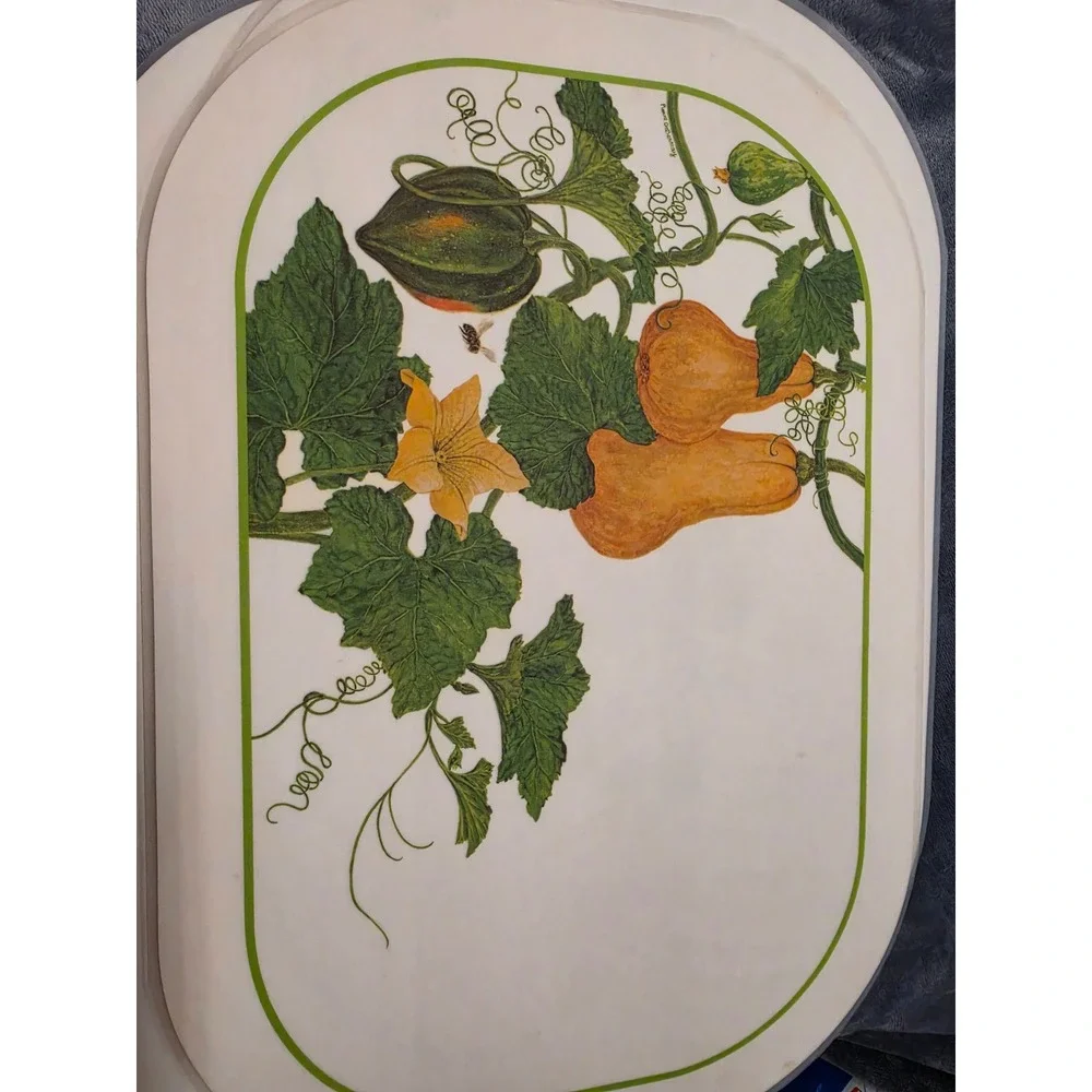 Vintage Pierre DeBernay Reversible Placemats Set of 4 Garden Vegetable Floral